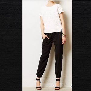 HEI HEI Anthropologie Harper Ankle Jogger Pants Size 32 Pull On Black Zippers